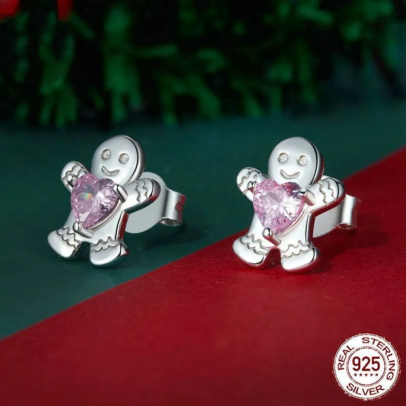 Original Christmas S925 sterling silver stud earrings and ring set in gift box