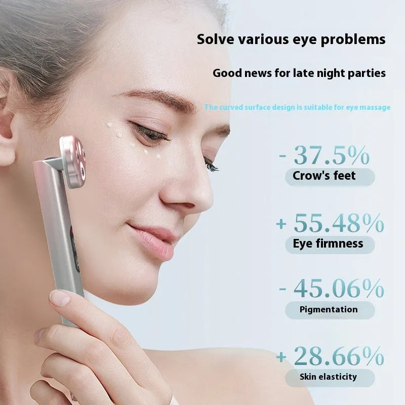 Gradient pink cat's paw micro-current vibration eye massager with colour light function