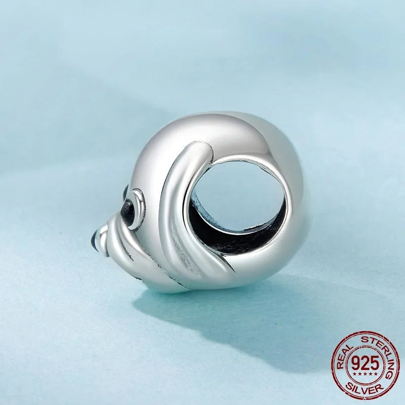 Cute golden retriever S925 sterling silver bead with dripping oil finish, 0.8x1.3cm size