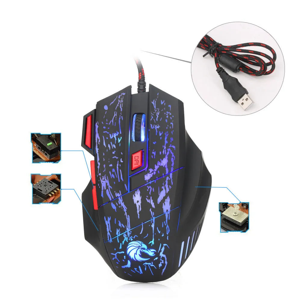 H300BK colour wired USB gaming mouse with luminous lighting effects and ergonomic design