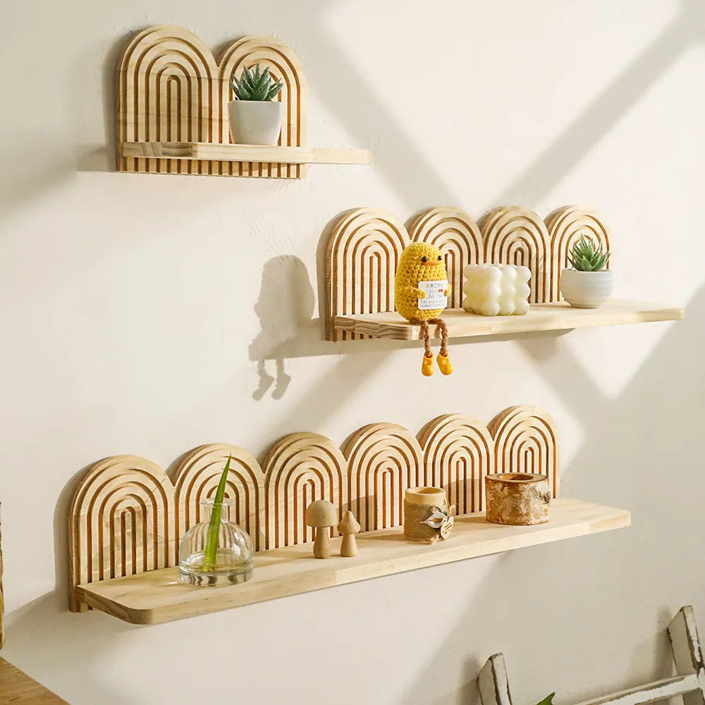 Multi-layer creative solid wood wall flower pot storage rack for home decoration with several tiers