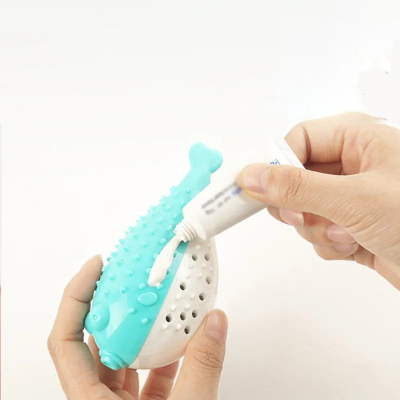 Silicone fish chew toy for cats with textured teeth cleaning surfaces and grabbing tail in four colour options