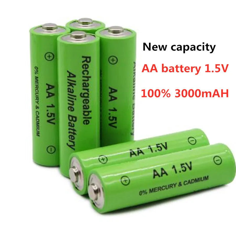 AA size 3000mAh alkaline rechargeable battery labelled 1.5V