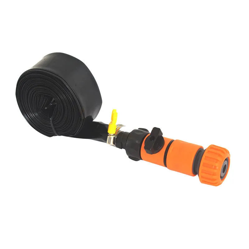 Portable garden sprinkler with solar water cooling in blue and orange colours