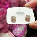 Square geometric alloy earrings for women in silver and gold colour options.