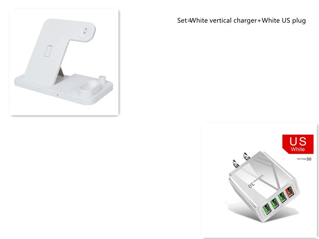 4-in-1 wireless charging station with adjustable magnetic stand for phone and Apple Watch