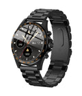 Full-touch HD smart watch with heart rate monitor and step counter, black silicone strap