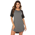 Women's patchwork nightdress in double brushed milk silk fabric, showing colour contrast design.
