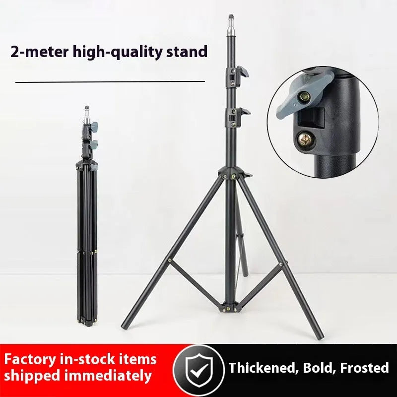 2.1m frosted carbon steel tripod light stand with mobile phone holder for live photography