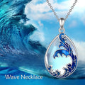 Blue heart-shaped alloy pendant necklace on chain for women