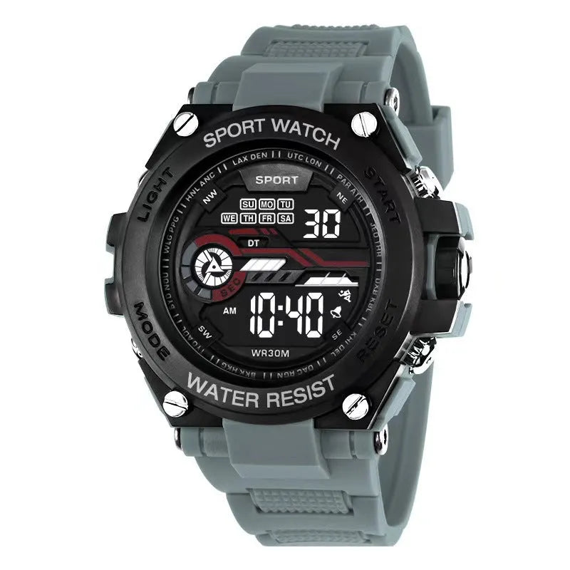 Fashion electronic watch for teenagers and students with digital display and colour options