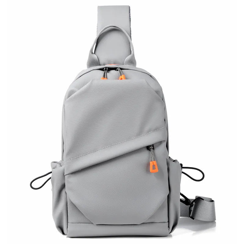 Men's black waterproof polyester crossbody bag with simple casual design