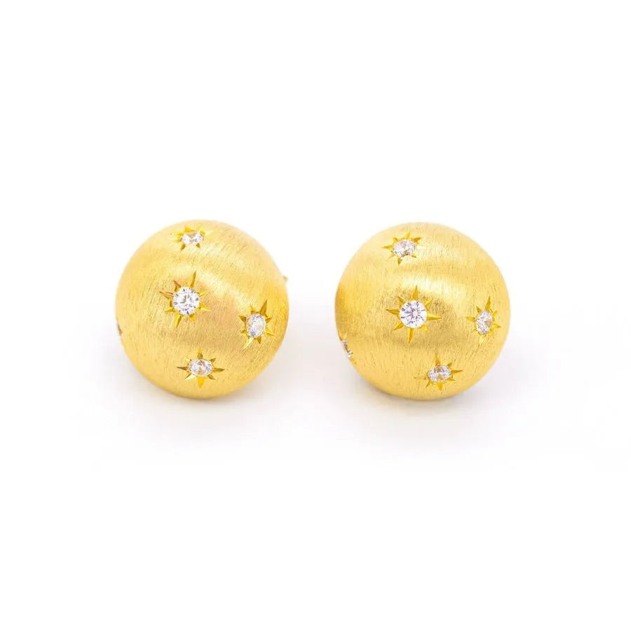 Women's 925 silver brushed asterism stud earrings with French gilding and electroplated finish