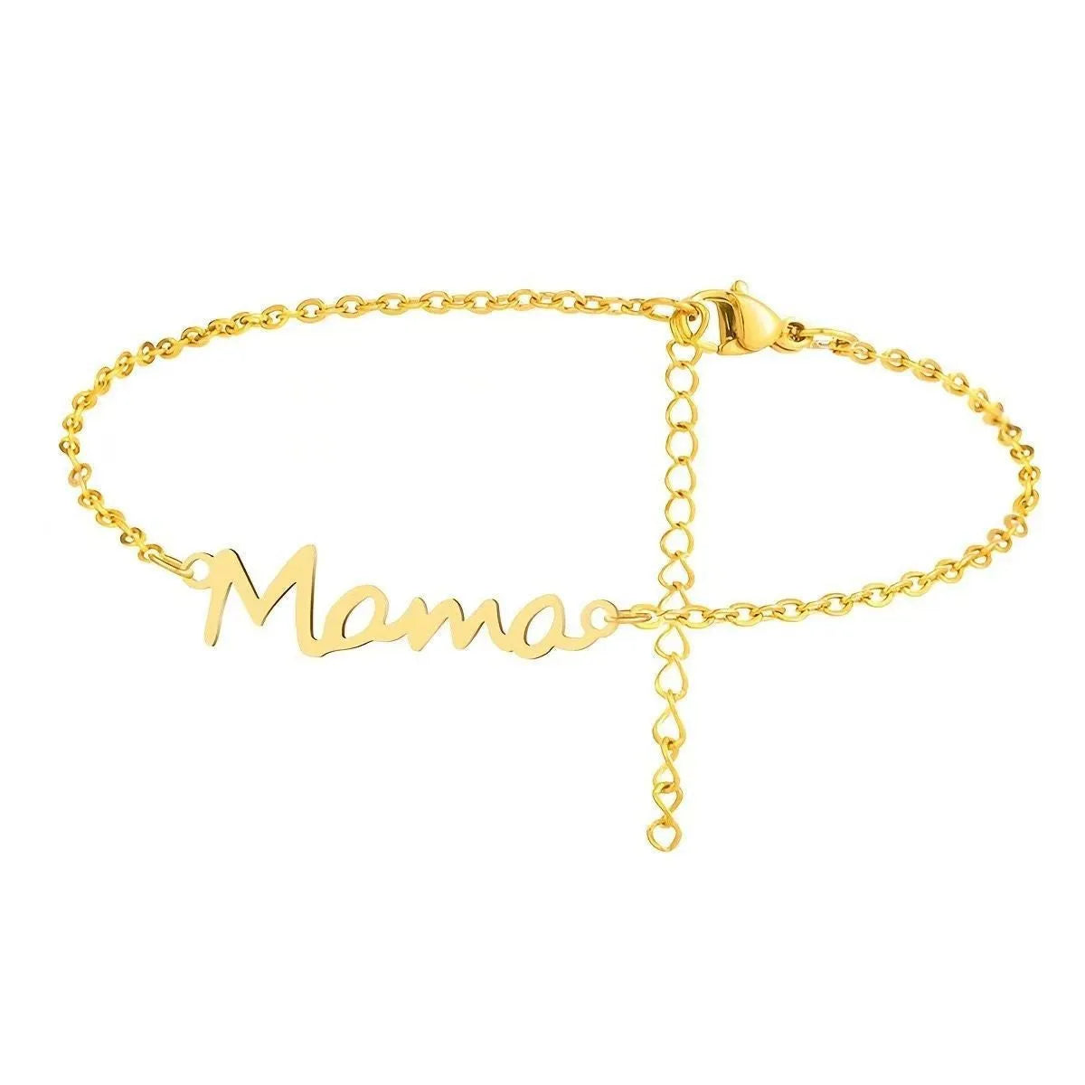 Titanium steel personalised cross chain bracelet with gold electroplated finish and custom letter name