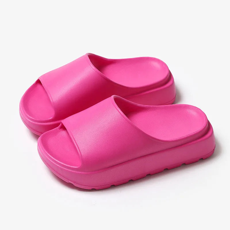 Women's 5.5cm thick EVA beach slippers in fish mouth style showing colour options