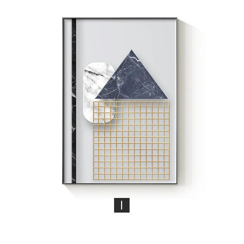 Abstract geometric canvas wall poster in picture colour, available in multiple sizes from 20x30cm to 60x80cm