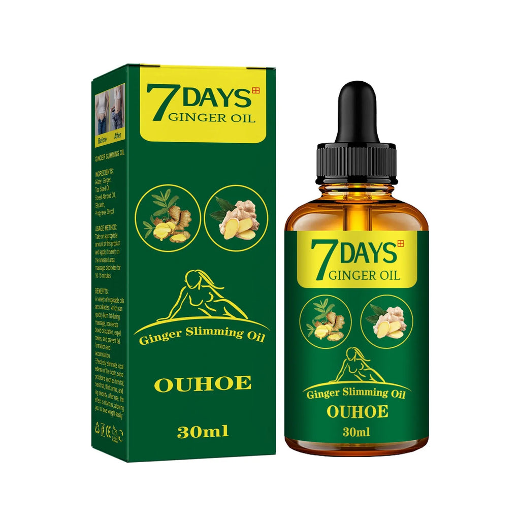 Ginger body shaping oil 30ml bottle for thigh firming and muscle slimming care universal skin type