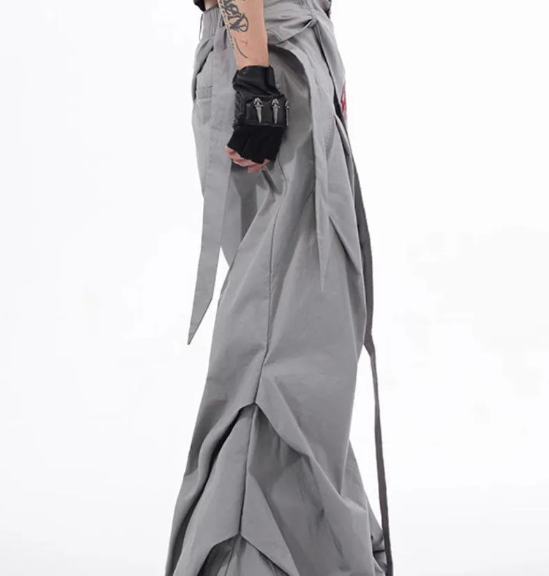 Korean style wide-leg pants for boys in black and grey colour options