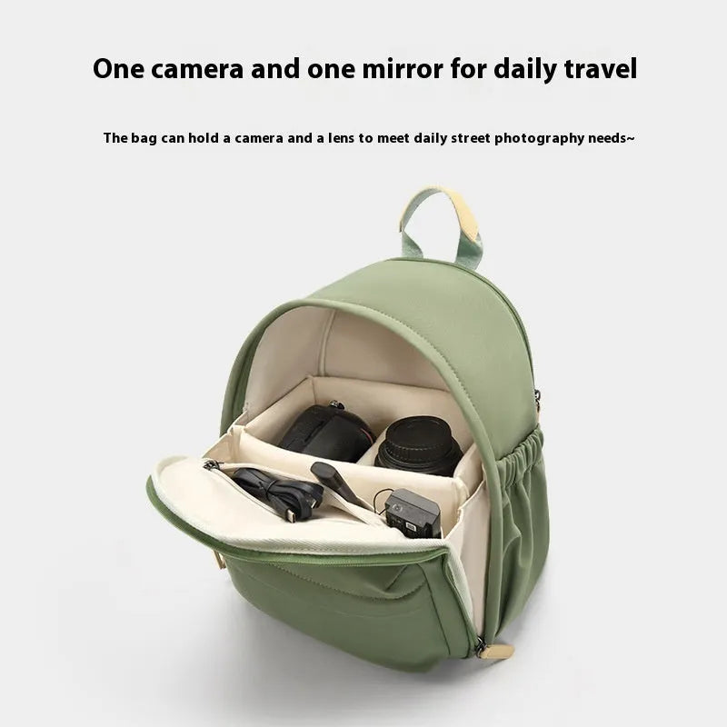 Women's polyester shoulder camera bag in solid colour with shoulder strap and detachable tablet insert