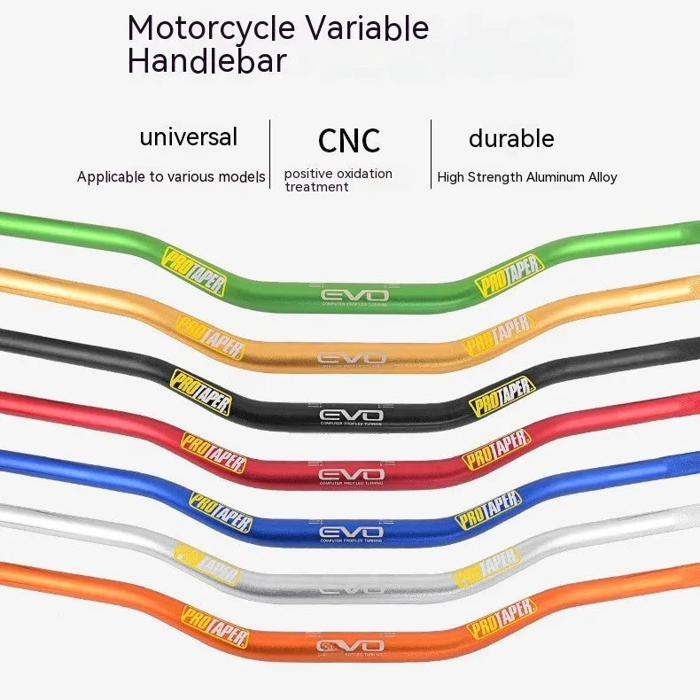 28mm orange aluminium scrambling motorcycle handlebar showing 80cm width and 10cm rise.