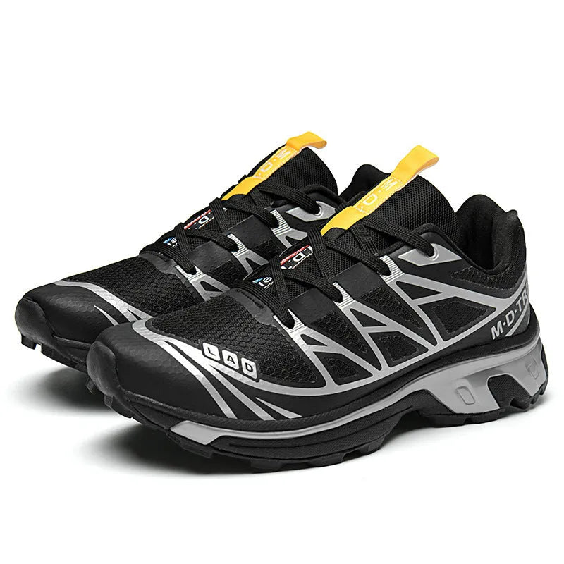 Low-top outdoor hiking shoes in multiple colours with lace-up front and rubber soles
