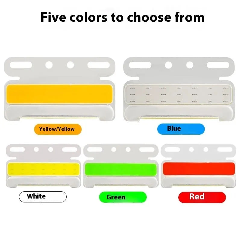 Super bright COB LED truck side light with aluminium alloy waterproof housing in red, yellow, green, blue, or white.