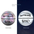 Holographic luminous reflective PU basketball No. 7 with fluorescent glow in chroma colour