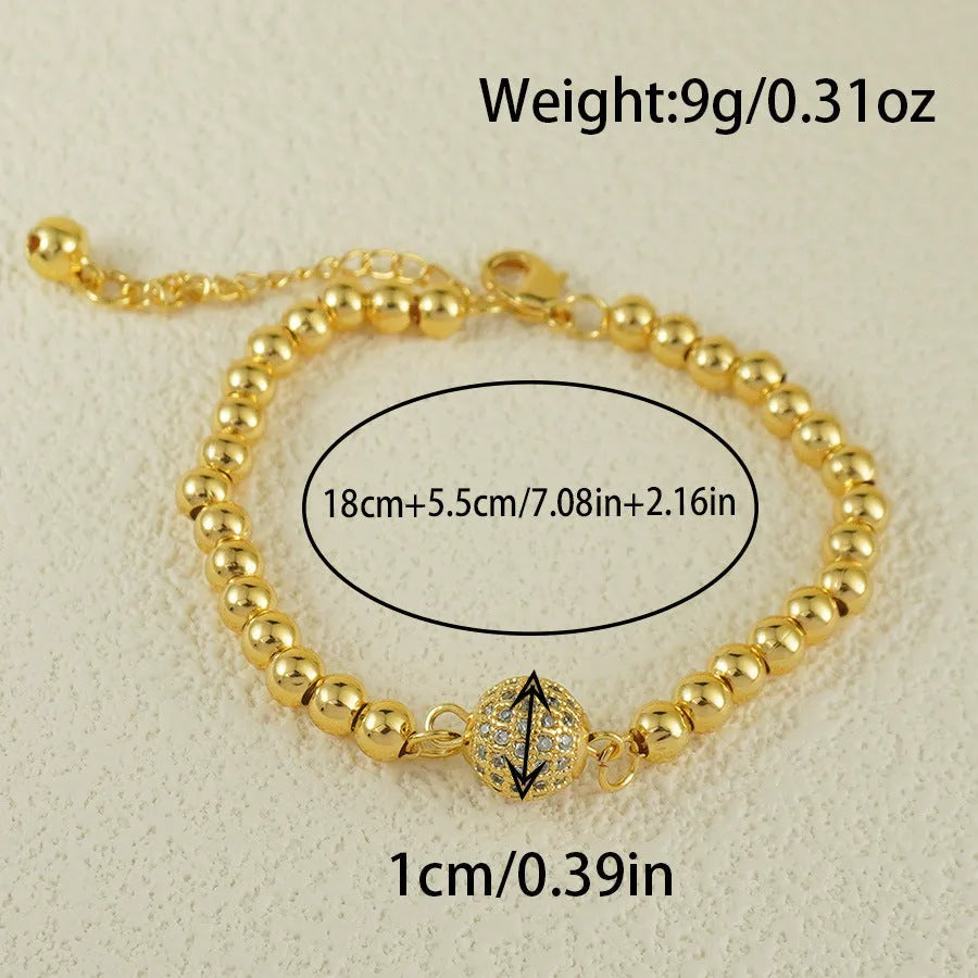 Arabic style women's copper bracelet with heart shape design and zircon detail