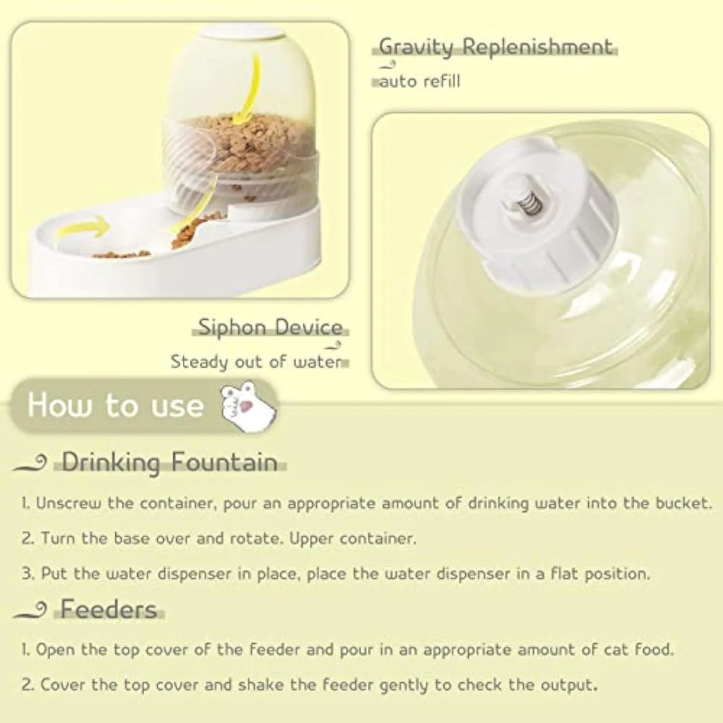 White plastic cat feeder and water dispenser set with wave-shaped design, two 2-litre units.