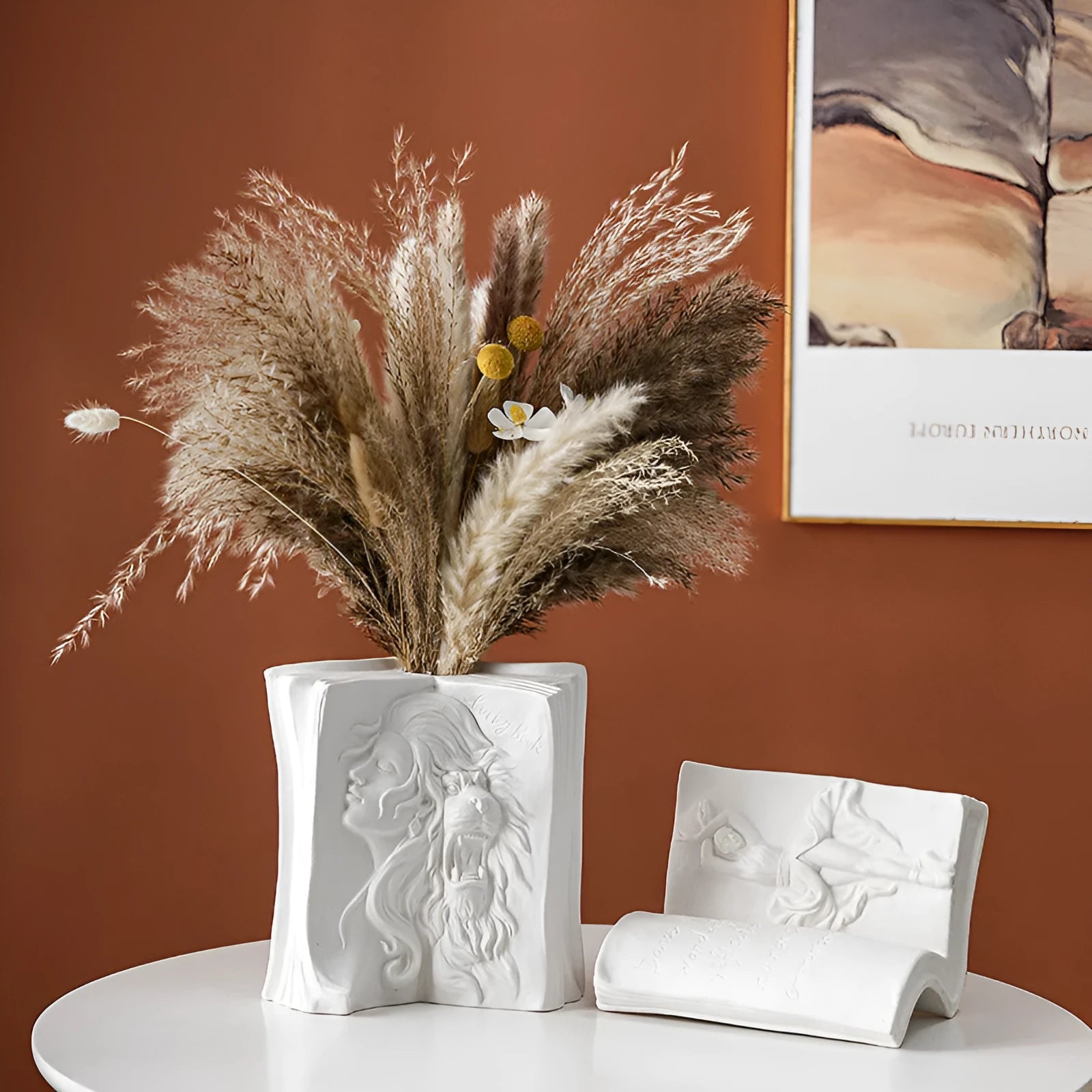 Ceramic decorative book stand with glazing surface in modern simple style