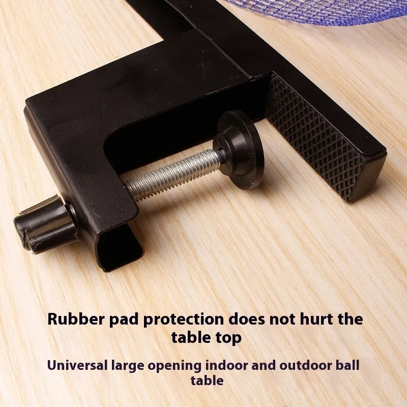Table tennis ball post with thickened frame and universal clip for net attachment