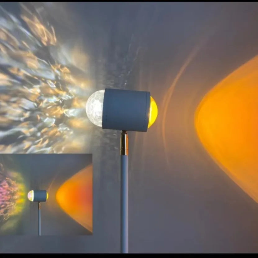 Sunset Red water wave pattern projection floor lamp with modern minimalist design