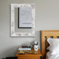 Wall-mounted bathroom mirror with retro Chinese style frame in Little White colour