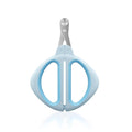 Cat nail clipper with positioning round hole and non-slip handle in blue colour