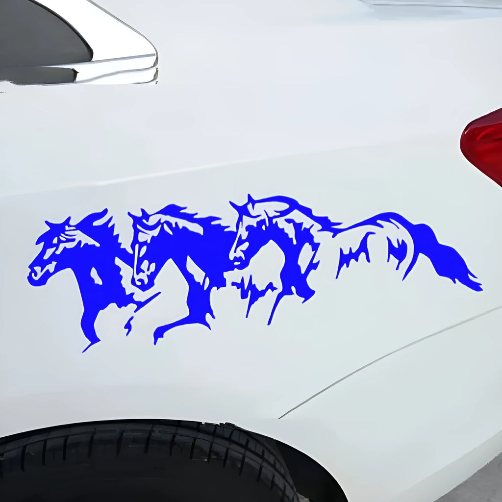 Steed horse design auto decal sticker for car body, measuring 25cm by 8cm.