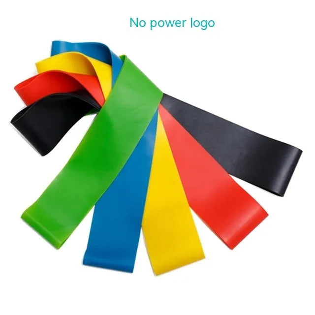 Five-piece yoga tension strap set in TPE fabric in solid colours green blue yellow red and black