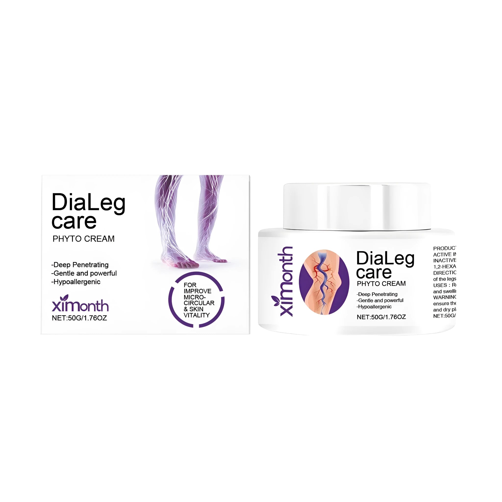 50g jar of varicose vein cream with mint and shea butter ingredients