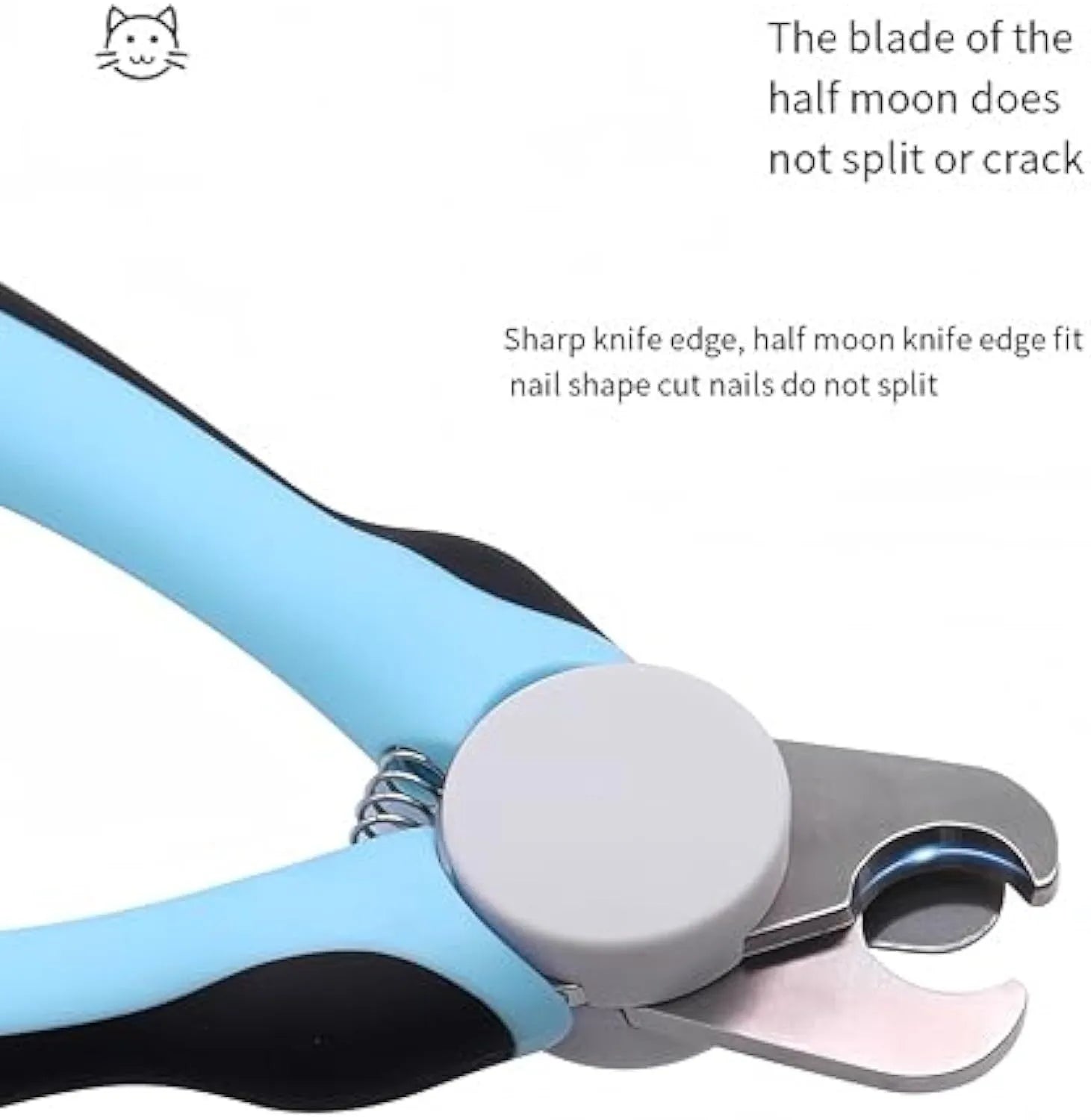 Blue heavy-duty dog nail clippers with a visible safety guard on a white background.