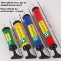 Mixed colour plastic manual pump for inflating basketballs, balloons, volleyballs, and footballs.