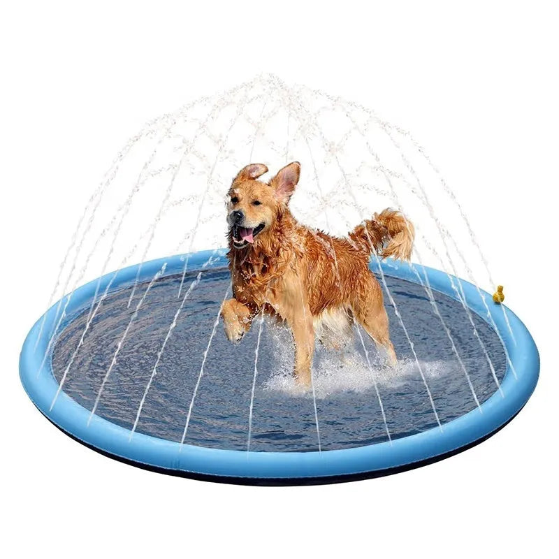 Anti-slip dog swimming mat splash pad in three size options for outdoor water play