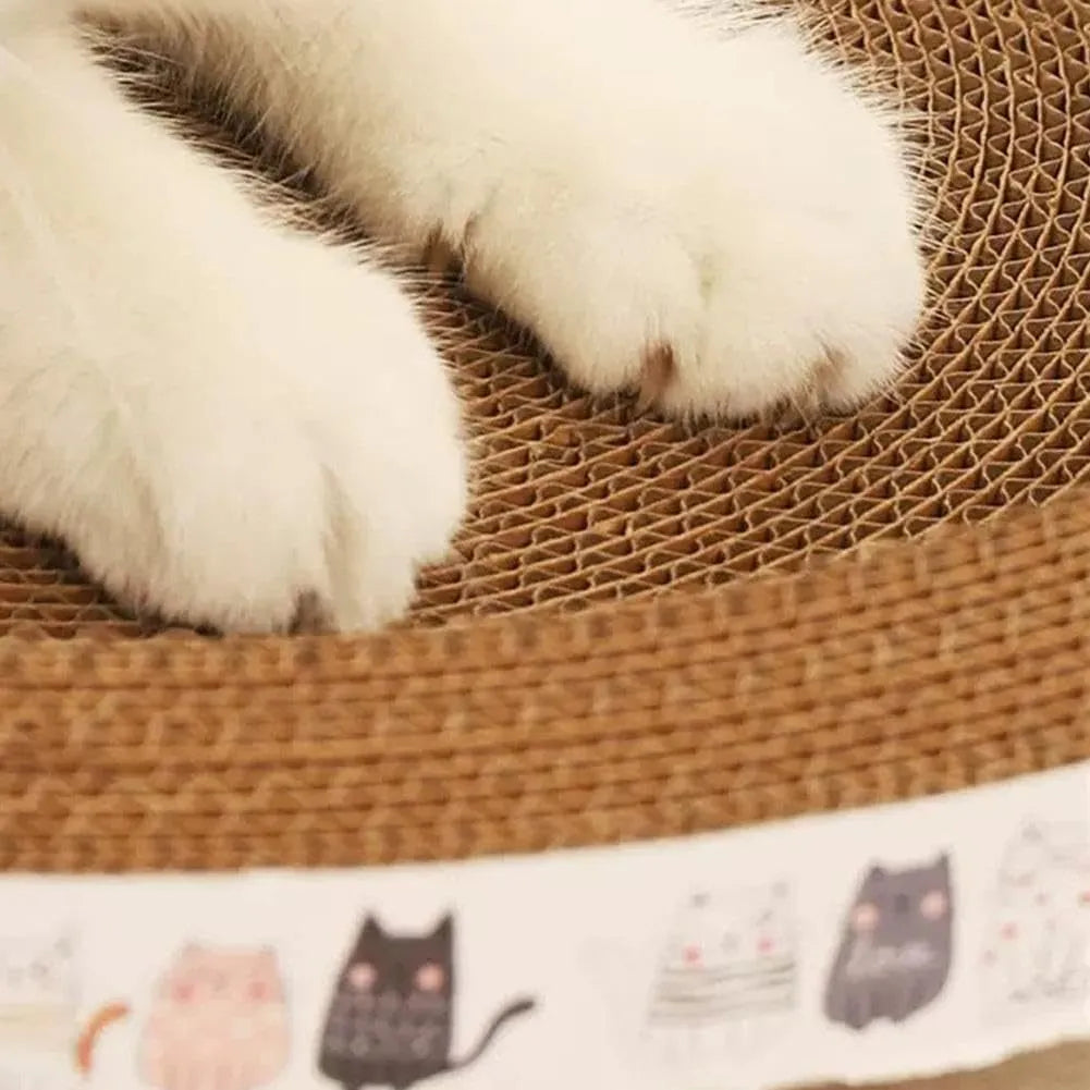 Oval cat scratch bed cardboard cat scratcher 2 in 1 lounger bowl nest for indoor cats, available in four sizes