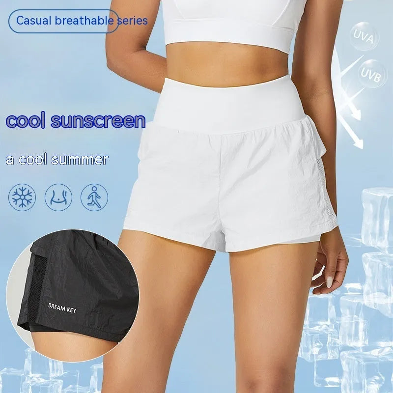 Women's cotton blend quick-drying sports shorts in loose fit available in five colours