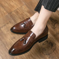 Breathable slip-on business casual shoes for men with tassel detail artificial PU upper rubber sole black and brown