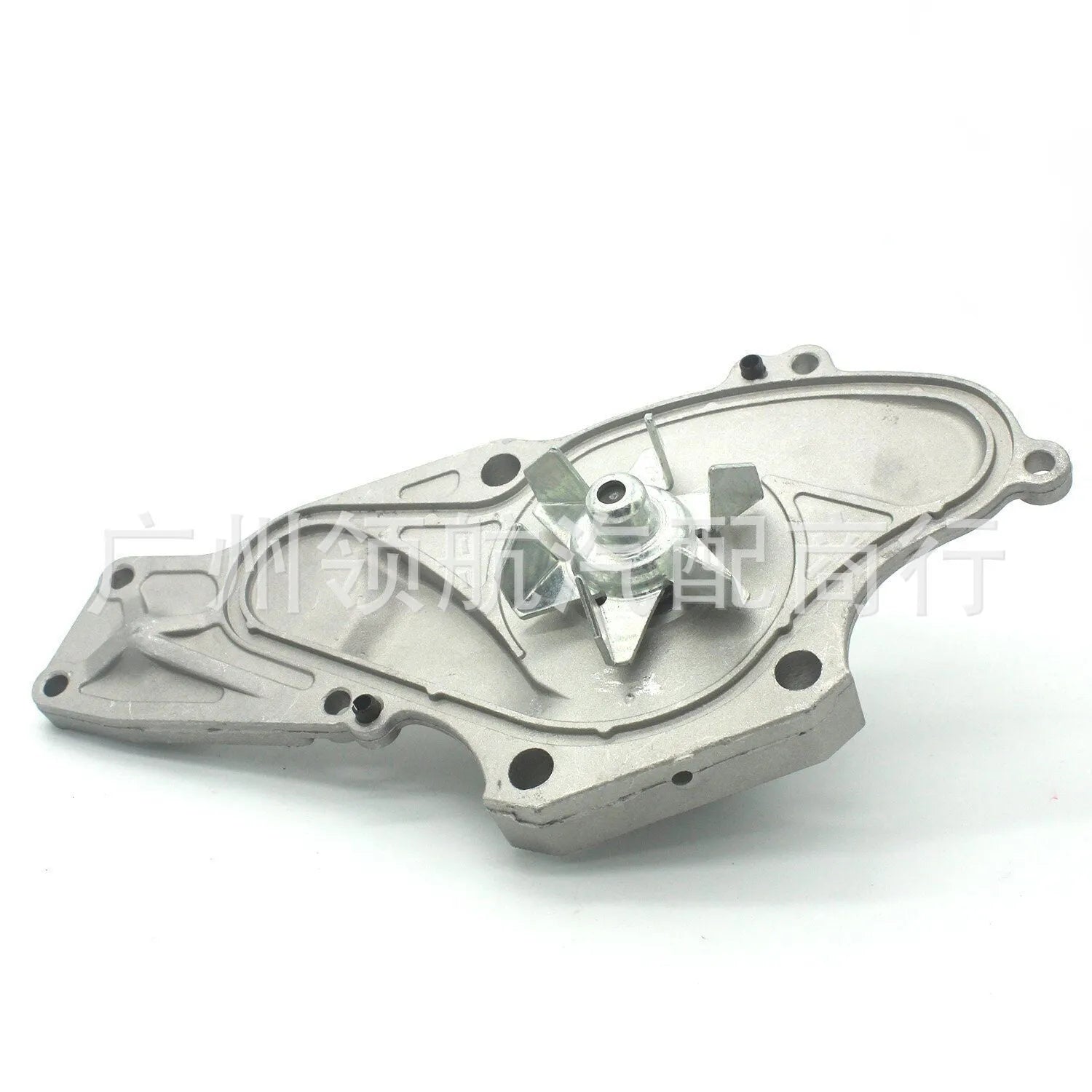 Metal automotive water pump and belt assembly for cooling system repair.