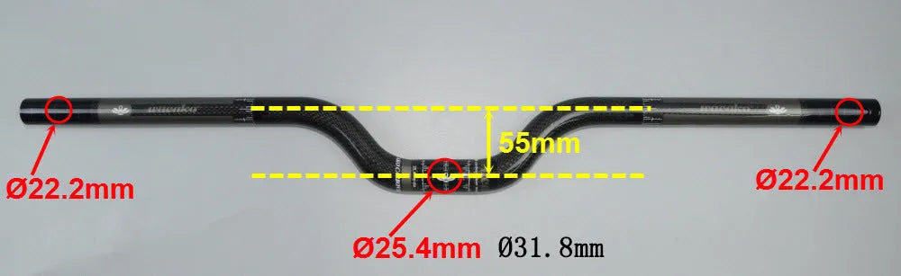 Full carbon fibre bicycle handlebar 580mm length 31.8mm clamp dual shape