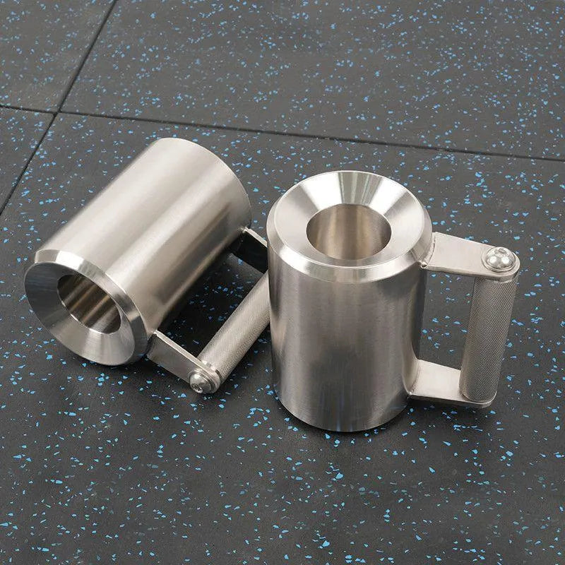 Silver 8kg stainless steel dumbbell weight plate on gym floor