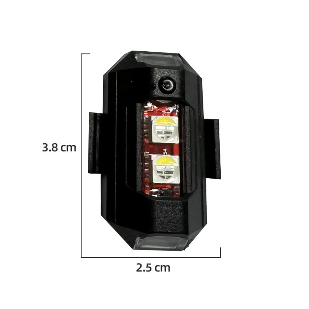 Drone strobe light with seven LED colours, Type-C cable, and mounting tape and belts