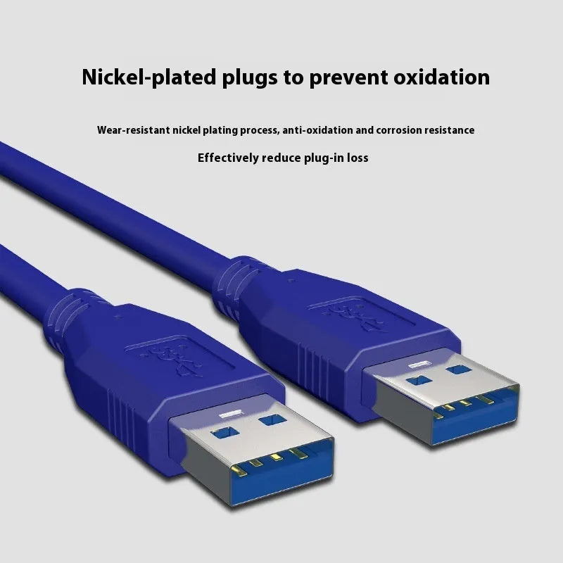 USB 3.0 A male to A male data cable for external hard disk enclosures on a white background.
