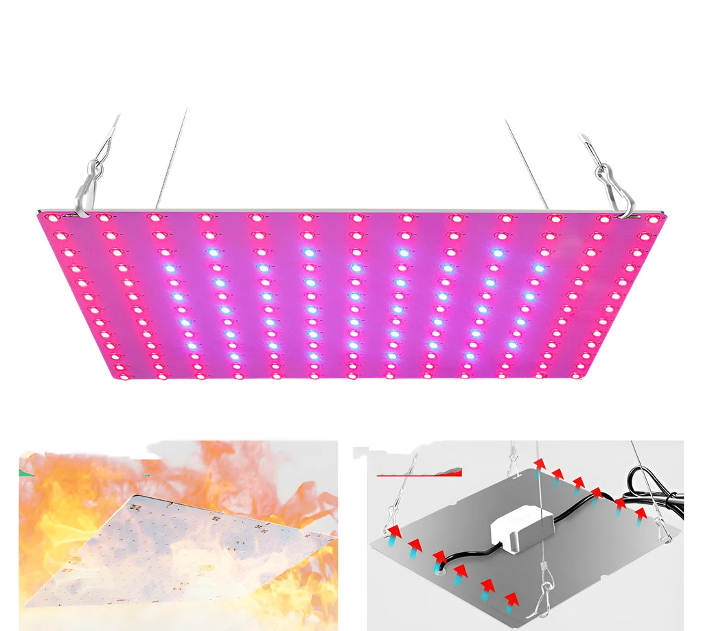 Aluminium LED plant growth light with hanging hook for fruits and vegetables.