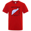 Humorous Hippotenuse Opposite Adjacent printed cotton T-shirt in loose fit, shown in multiple colour options.